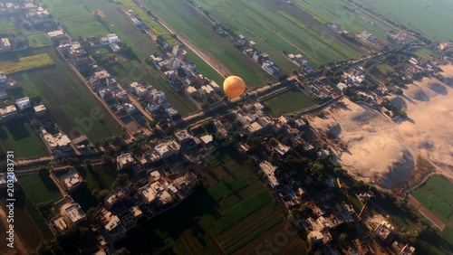 Aerial view of Habu temple and surrounding area in the west bank in Luxor