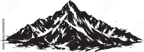 Foto A black and white silhouette of a nanga parbat mountain in dynamic ink splash st
