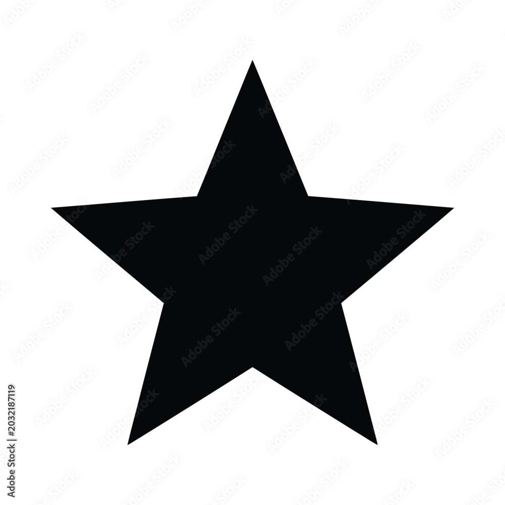 Obraz premium Star icon, five-point shape, clean silhouette black and white 