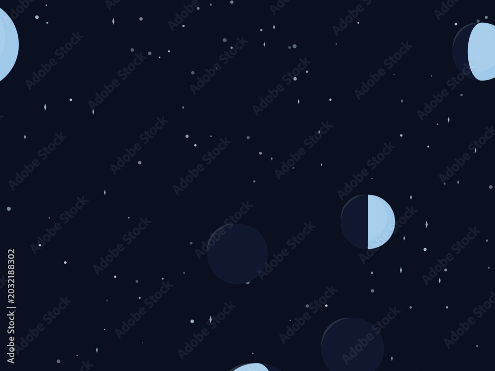 Fototapeta premium Moon Phase Pattern Night Sky Astrology Background