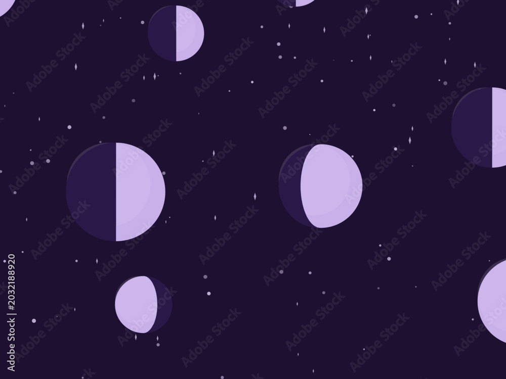 Fototapeta premium Crescent Moon Scattered Celestial Pattern