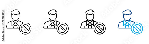 Bild auf Leinwand Block User Icon Different Style Outline Collection Set Vector Illustration