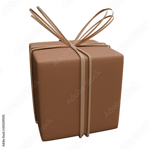 Carboard box package with white ribbon