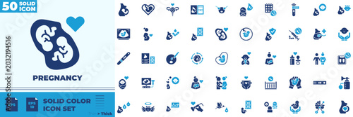 Tableau sur toile Pregnancy Solid Color Editable Icons set