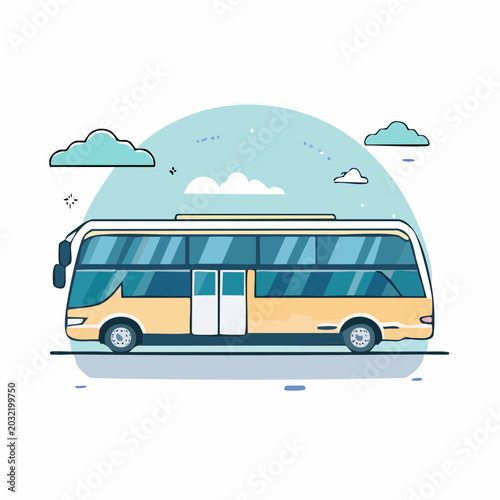 Yellow Coach Bus Illustration