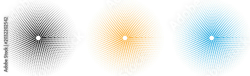 Halftone gradient set . Dotted gradient, smooth dots spraying and halftones dot background seamless horizontal geometric pattern vector template.