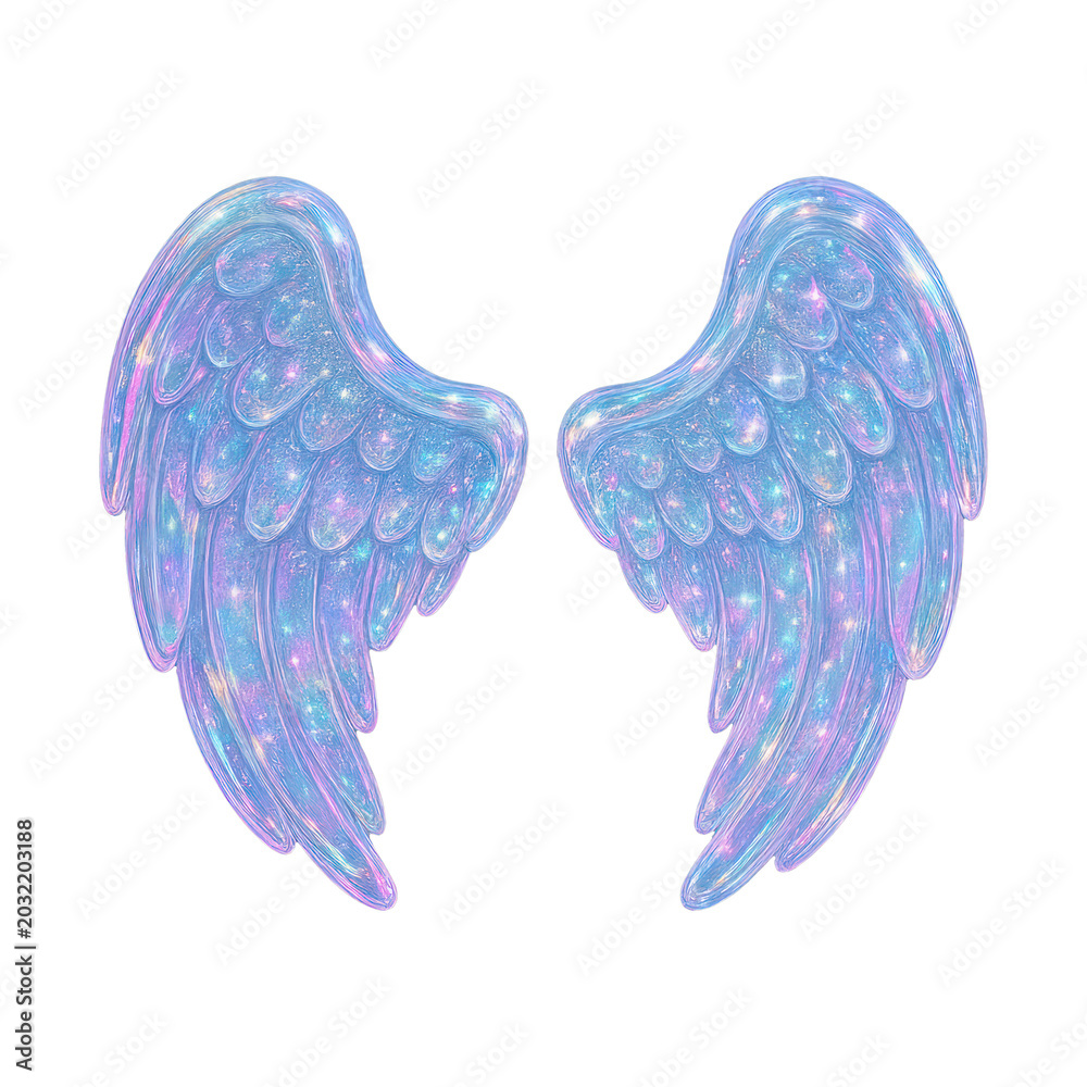 Obraz premium PNG Sparkling ethereal angelic wings illustration.
