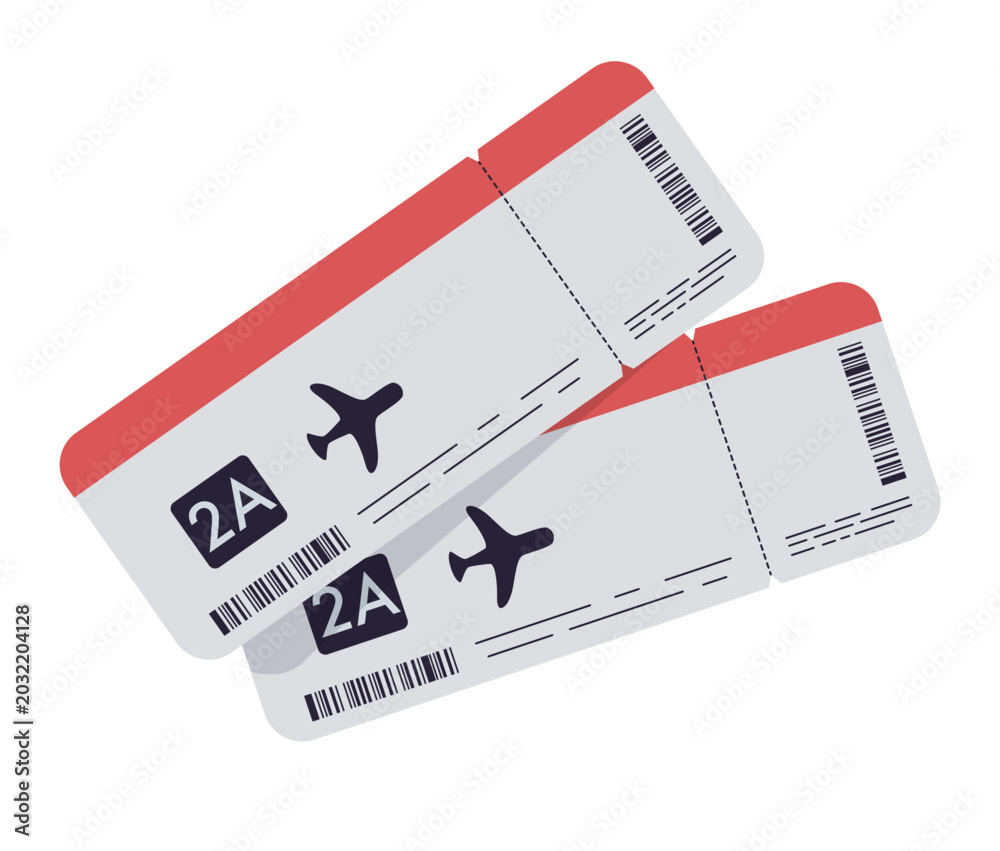 Φωτογραφία Flat vector boarding pass and flight ticket cartoon illustration