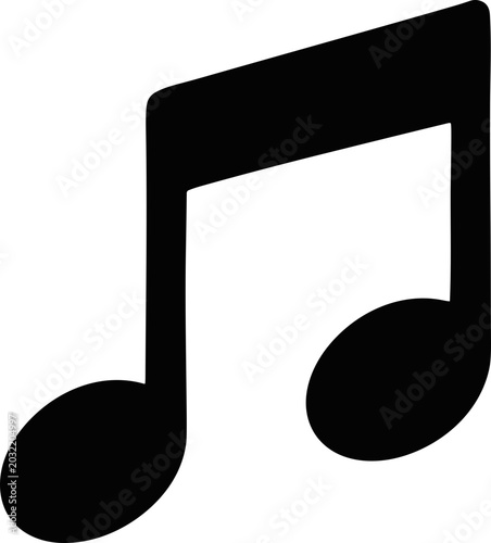 Obraz na płótnie Black musical eighth note symbol on white background