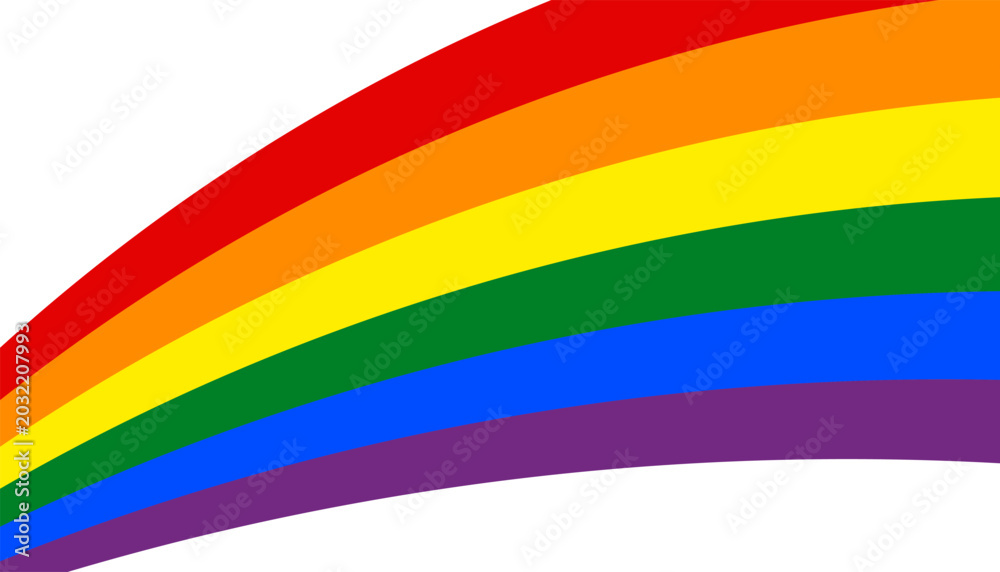 Fototapeta premium Rainbow spectrum background. LGBTQ pride month flag, flowing ribbon on transparent. Abstract geometric colorful backdrop. Flat vector illustration, banner design