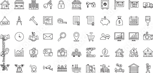 Foto Real estate and property management icons set Vector