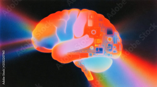 Mechanical Brain from Robotic Components and Circuits, Film Grain and Stippling Effect