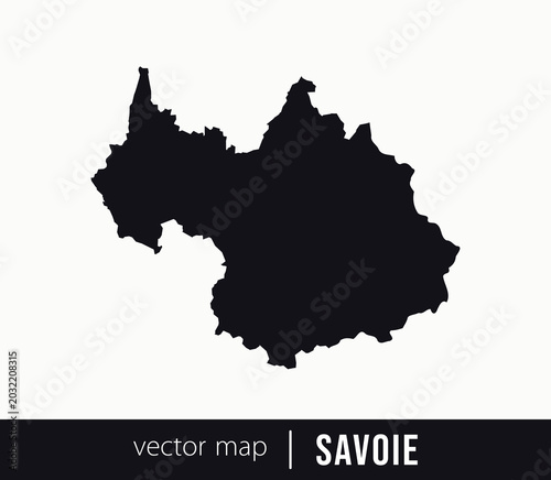  Minimal black silhouette map of Savoie. administrative division of France. Clean vector geographic outline perfect for cartography projects, travel designs, regional branding.