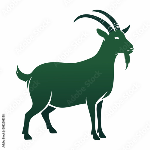 Green Silhouette of a Goat