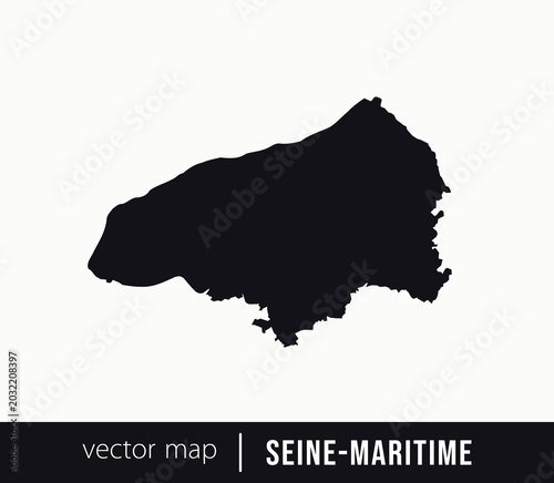 Fotografie Minimal black silhouette map of Seine-Maritime