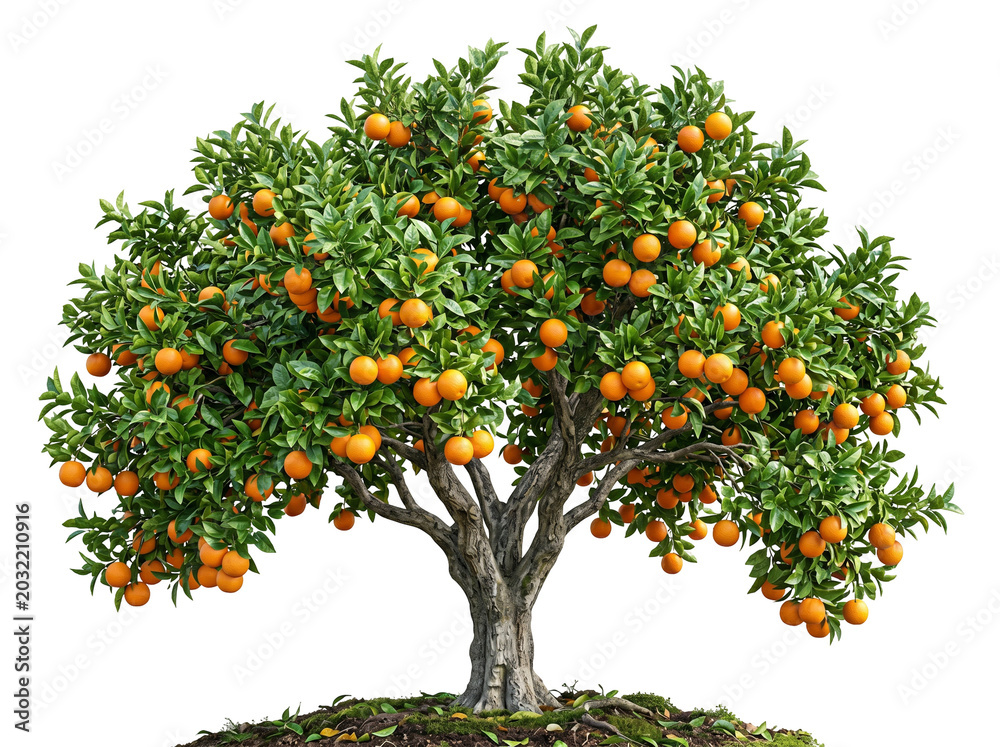 Fototapeta premium A tree with many oranges on it isolated on transparent background