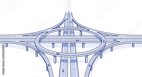 Photos Modern Highway Interchange, Complex Road Junction, Transportation Network, Aeria