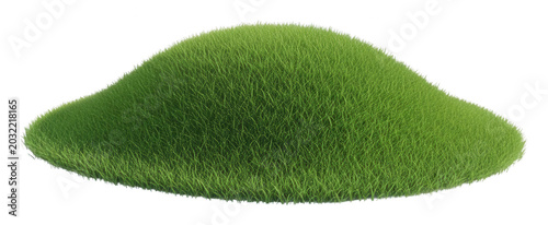 Lush green grass mound with vibrant blades, brightly lit and ready for use, isolated transparent background image