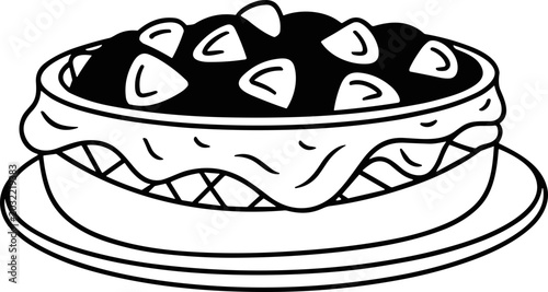 Photos Stylized Illustration of a Hearty Pot Pie with Golden Crust on a Plate