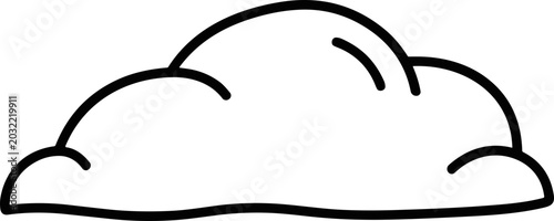 Simple Hand Drawn Cloud Icon, Black Outline, White Background, Weather Symbol