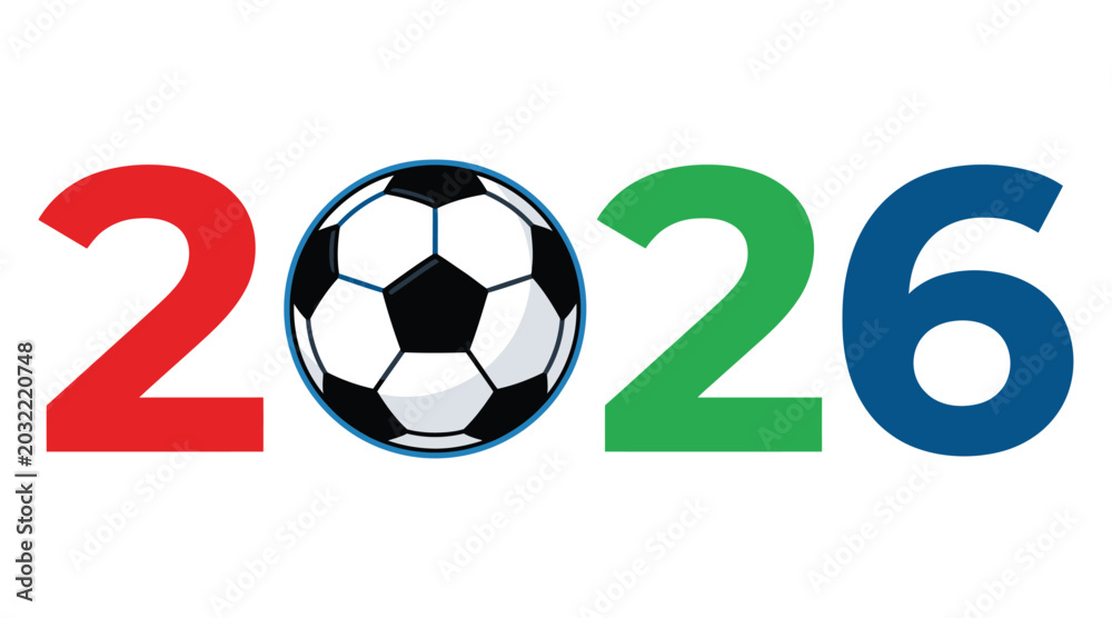 Obraz premium 2026 text with a soccer ball replacing the zero