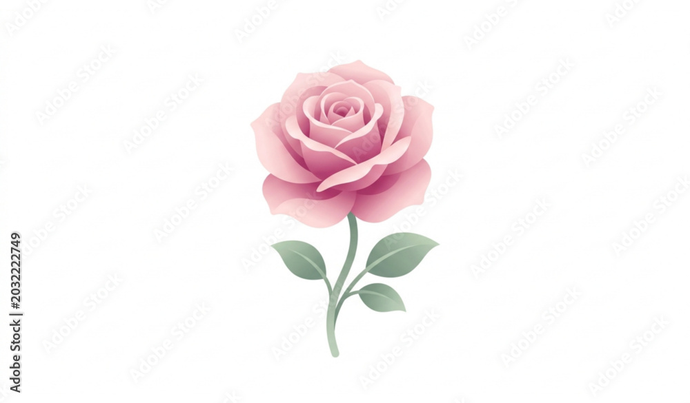 Fototapeta premium Modern Digital Gradient Single Pink Rose Flower Vector Icon