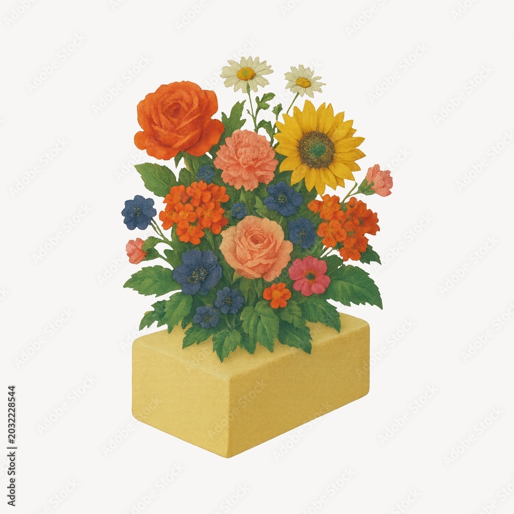 Obraz premium Vibrant floral arrangement illustration
