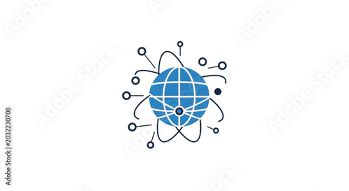 Fotografie Blue Globe with Lines and Dots.