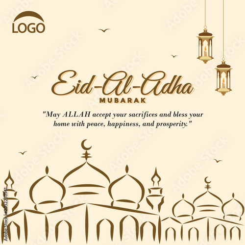 Elegant Arabic Islamic Eid Mubarak Artwork