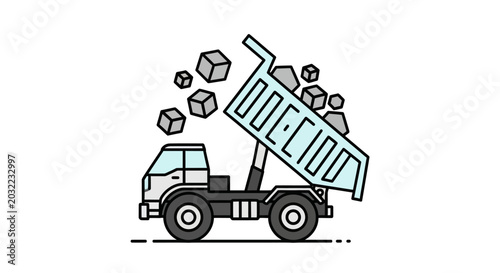 Obraz na płótnie A large truck dumping heavy rubble.