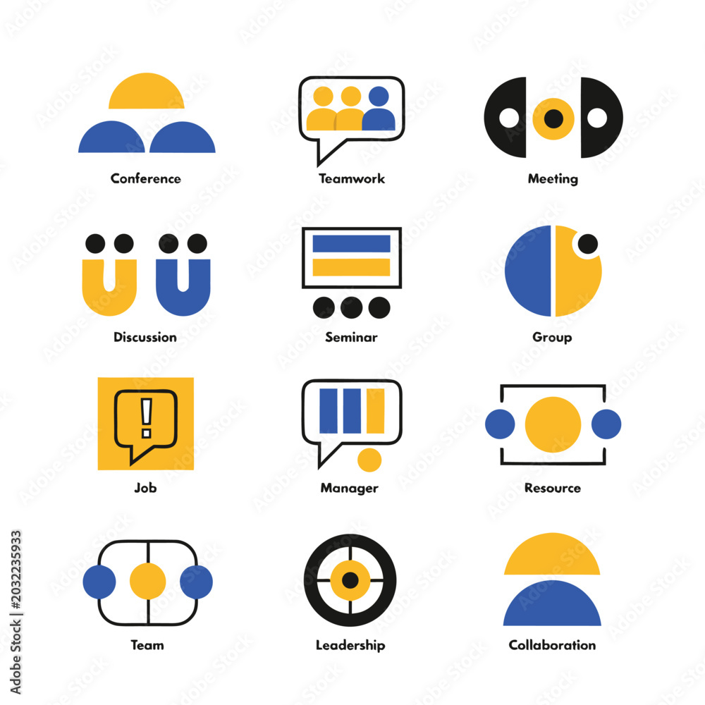 Fototapeta premium Meeting icon set vector