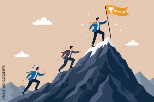 Tableau sur toile Business competition, businessman compete to win and reach success goal, challen