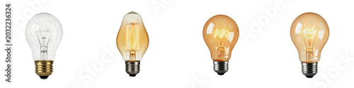 Canvastavla Collection of Four Isolated Decorative Light Bulbs PNG Set, Vintage Edison and M
