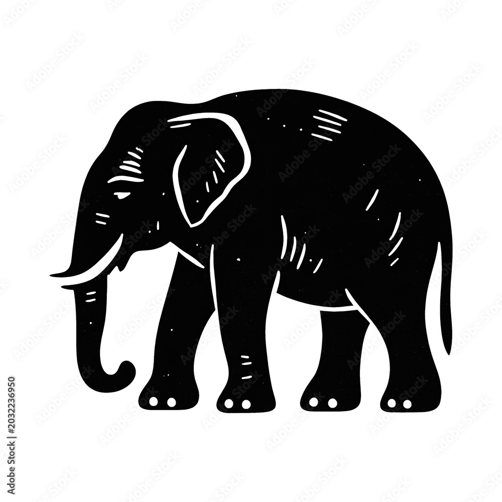 Fototapeta premium PNG Vintage elephant silhouette illustration.