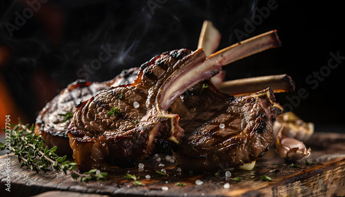 Fire Grilled Lamb Chops with Herbs Rustic Style