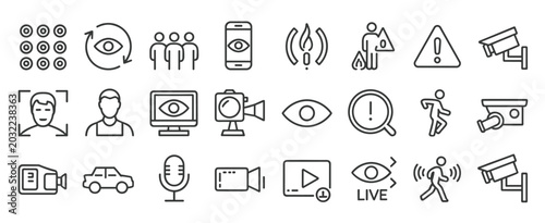 Quadro em tela Security surveillance including cameras people and alerts collection