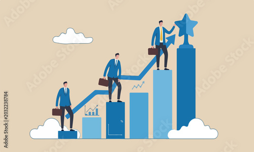 Obraz na płótnie Business competition profit or employee, winner and loser in contest, achievemen
