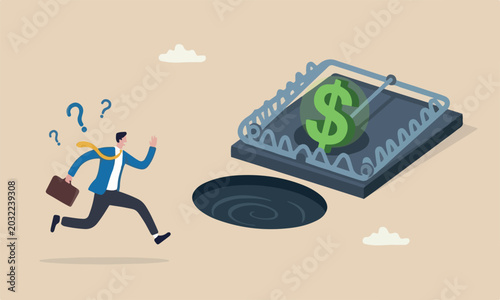 Cuadro en lienzo Financial money, in investment, ponzi scheme or business pitfall concept, busin