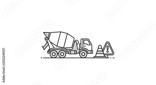 Fotografía Cement mixer truck with cones.