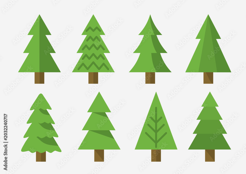 Fototapeta premium Tree christmas trees illustration green pine forest vector 