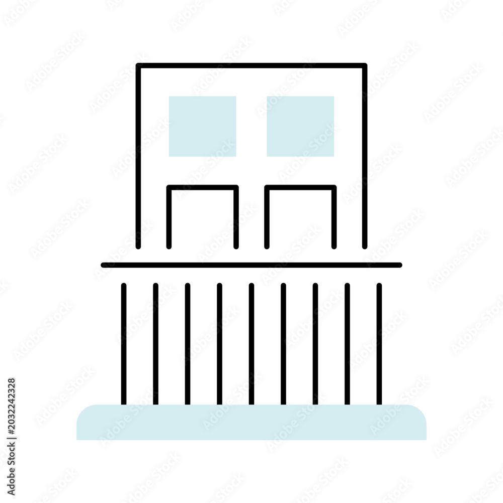 Fototapeta premium Balcony railing icon. Architecture and building facade line symbol. Color.