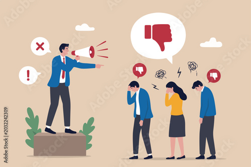 Quadro em tela Discredit or blame other people, bullying and discourage speaking, fake news or