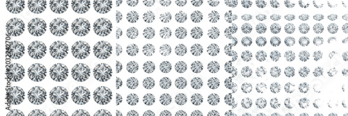 Fotografie Set of Sparkling Round Cut Diamonds and Brilliant Gemstones Arranged in Grid Pat