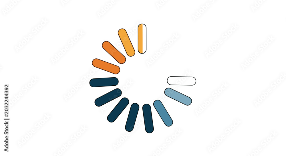 Fototapeta premium Circular loading indicator with gradient colors on white background