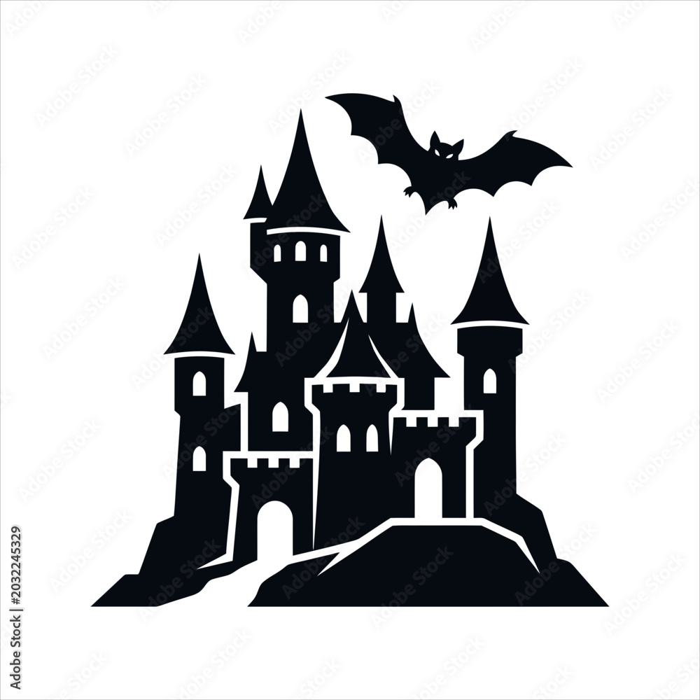Fototapeta premium Halloween Icon Vector Bundle Single Set Black Silhouette Coloring