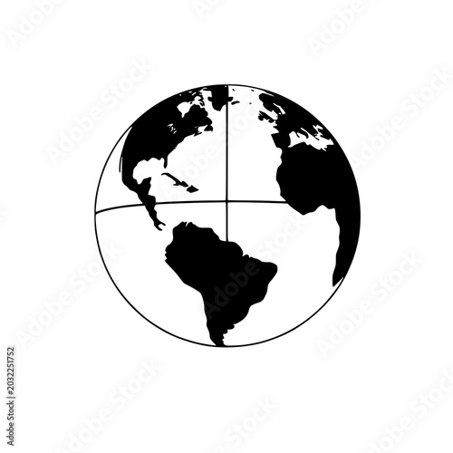 Globe Meridian silhouette, solid black icon