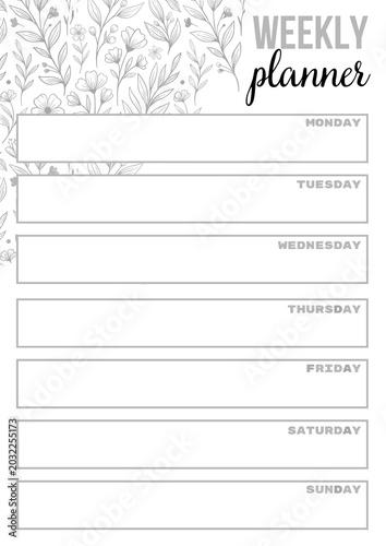 Floral weekly planner printable organizer template