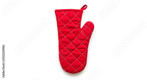 Isolated red oven mitt with diamond stitching on a white background in a vertical composition ai generated