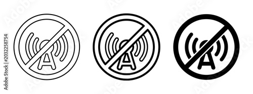 No Signal Icons, Wireless Off Symbols, Radio Wave Prohibition Graphics