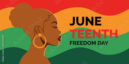 Canvas Print Juneteenth freedom day celebration with a womans silhouette